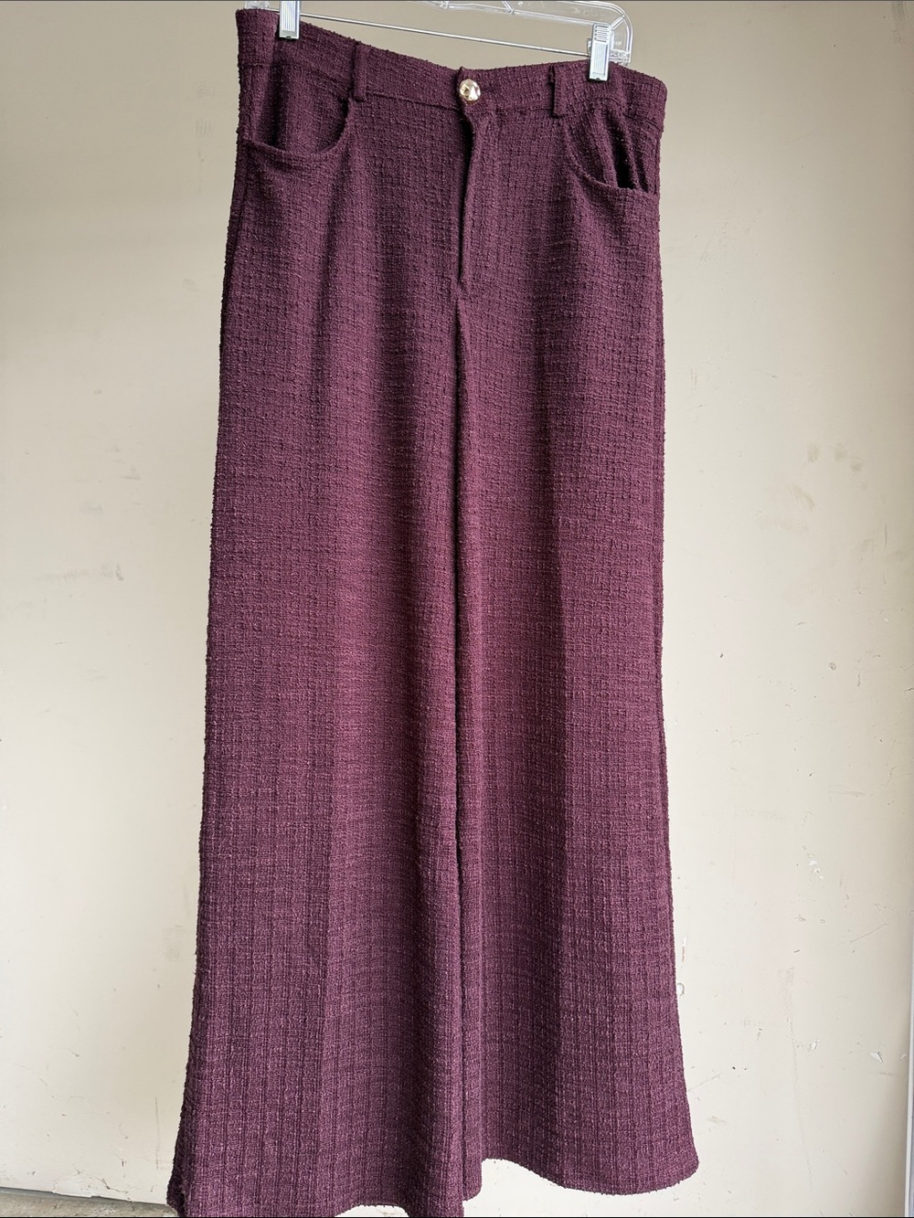 H&M Textured Plum Wide-Leg Pants